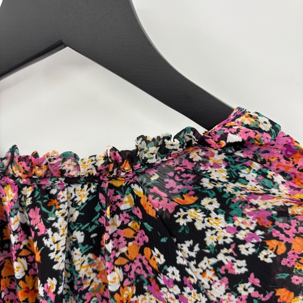 Vince Camuto Floral Tiered Dress Small‎ Ruffle Neck Long Sleeve Boho Cottagecore - Picture 13 of 15